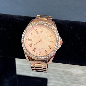 Geneva Rose Gold Watch with Crystal Accents